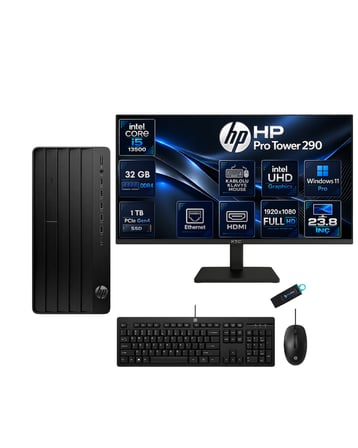 HP Pro Tower 290 G9 Intel Core i5-13500 32 GB DDR4 1 TB SSD Intel UHD Graphics 770 23.8'' Full HD IPS Windows 11 Pro Masaüstü Bilgisayar + Monitör 623Y0ETRNP06