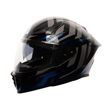Nukro 853 Power Blue Black Full Face Motosiklet Kaskı