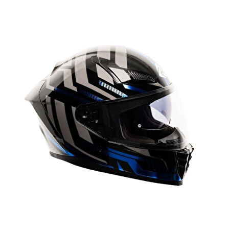 Nukro 853 Power Blue Black Full Face Motosiklet Kaskı