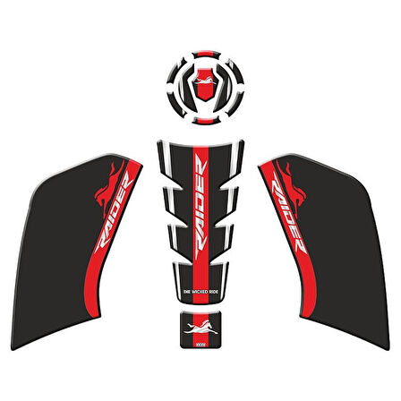 Gogo Tank Pad Set 006 Siyah Kırmızı - TVS Raider 125