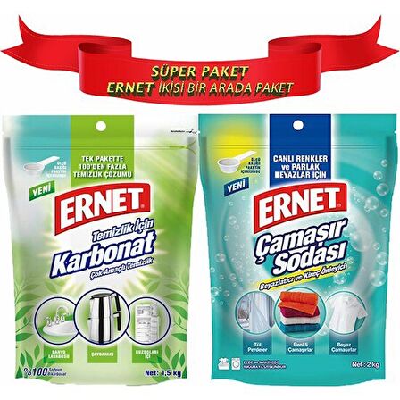 Ernet Temizlik Için Karbonat 1.5 kg + Ernet Çamaşır Sodası 2 kg