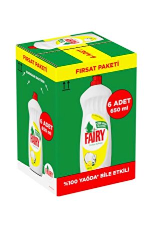 Fairy Limonlu Bulaşık Deterjanı 650 ml x 6 Lı