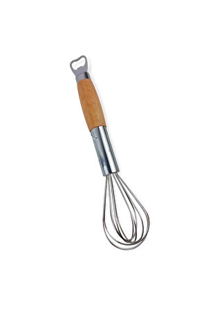 Dekorasyaa Ahşap Saplı Açacaklı Çırpıcı 304 Paslanmaz Çelik Yumurta ve Sos Çırpıcı Çırpma Teli 31cm