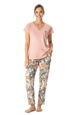 U.s. Polo Assn. 17059 Kadın Kısa Kollu V Yakalı Pijama Takımı