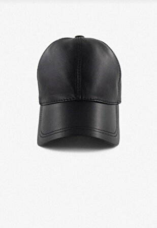Unisex Arkası Cırtlı Ayarlanabilir Deri Kep Şapka Siyah
