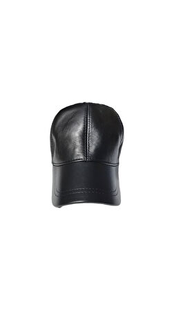 Unisex Arkası Cırtlı Ayarlanabilir Deri Kep Şapka Siyah