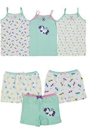 DİAMONDSTAR KIZ 3/12 YAŞ KARIŞIK DESENLİ ATLET VE BOXER SET