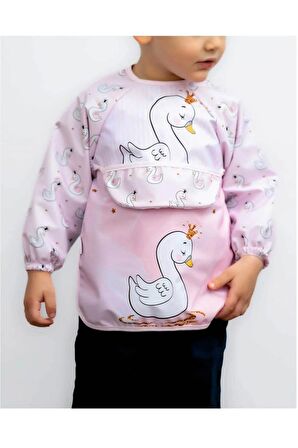 diamondstar Kuğu Desenli Giyilebilir Kollu Unisex Kız Erkek Bebek Mama Önlüğü