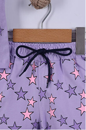 Yıldız Baskılı Kız Çocuk T-Shirt Şort Takım 3/6 yaş