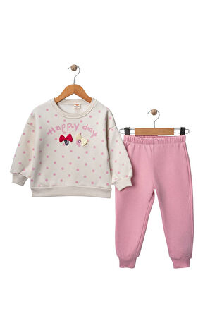 Kız  Baskılı 1/4 Yaş 3 İp Fiyonklu Eşofman Takım