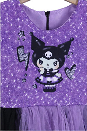 Kuromi Baskılı TaçlI Çantalı Kız Elbise 3/10 Yaş