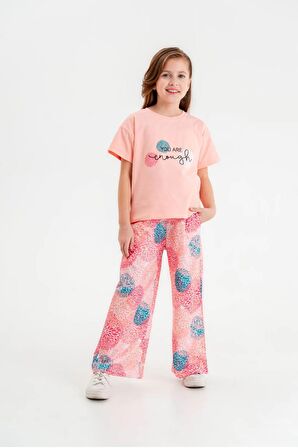 Kız Çocuk  Baskılı Bisiklet Yaka 5/12 yaş Takımı