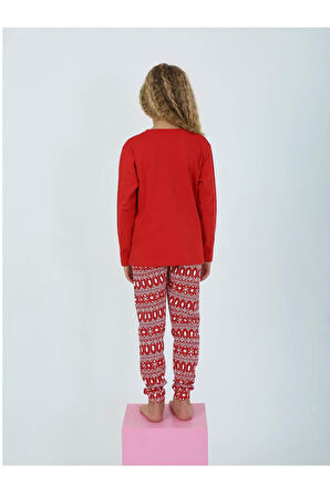 Kız Çocuk Uzun Kollu %100 Pamuklu Pijama Takımı 6/9 Yaş