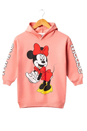 Kız Çocuk Kapşonlu Mini Mouse Tunik  Sweatshirt 4/8 Yaş