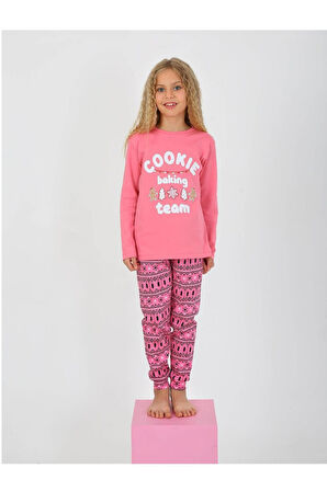 Kız Çocuk Uzun Kollu %100 Pamuklu Pijama Takımı 10/15 Yaş