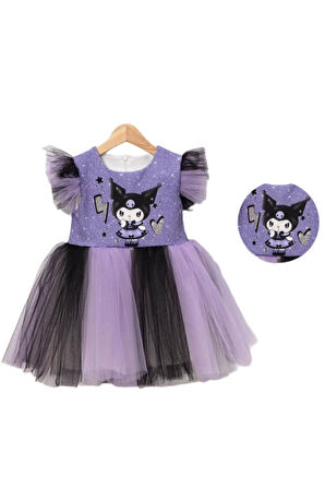 Kuromi Baskılı  Kız Elbise 3/10 Yaş