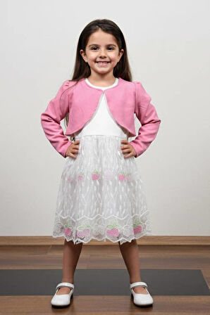 Kız Çocuk Tüllü Uzun Kollu Bayramlık Prenses Düğün Parti Doğum Günü Elbisesi 2/5 Yaş