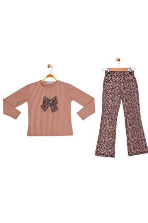 Bebe Yakalı Triko Leopar Taytlı 2 Li Takım 4/12 Yaş