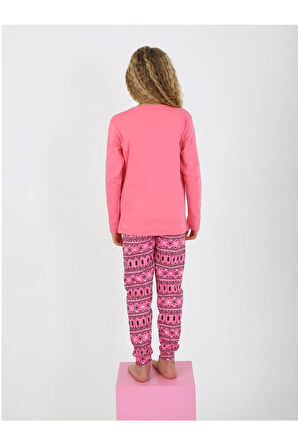 Kız Çocuk Uzun Kollu %100 Pamuklu Pijama Takımı 2/5 Yaş