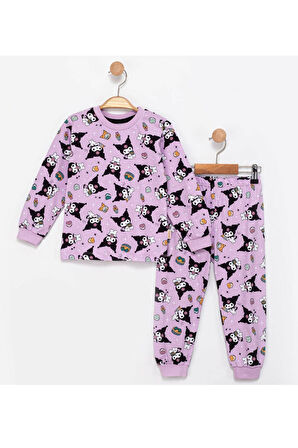 Kız Çocuk Kuromi Desenli%100 Pamuklu Pijama Takımı  1/8 Yaş