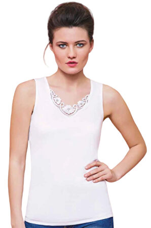 12'li Paket Has Altunkoza Bayan Ribana Güpürlü Geniş Askılı Atlet 10505