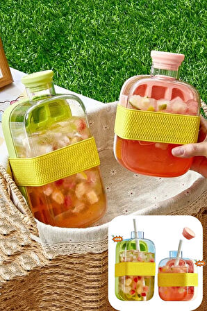 Tilbe Home Yeni Nesil Pipetli Buz Kalıbı Matara Retro Buz Kalıbı Su Şişesi Kapaklı Taşınabilir Buz Küpü 500ml