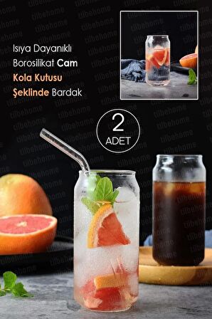 2li Pipetli Kola Kutusu Şeklinde Bardak Süt Çay Kahve Su Sunum Bardağı Borosilikat Bardak Seti