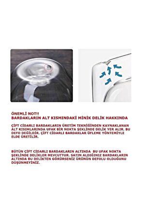 2'li Çift Cidarlı 450+250 ml Isıya Dayanıklı Cam Bardak Soğuk Burgulu Çay Süt Kahve Kupası Bardağı