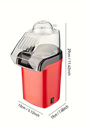 Tilbe Home Popcorn Mısır Makinesi Yağsız Mısır Patlatma Makinası 1200W Elektrikli Sıcak Havalı Mısır Makinesi