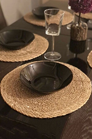 Tilbe Home 6lı Bambu Rattan El Yapımı Amerikan Servis Hasır Supla Masa Sofra Düzenleyici Tabak Altlığı