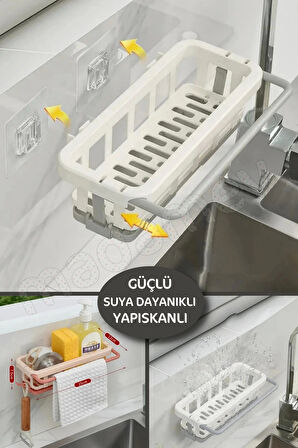 2li Yapışkanlı Dolap İçi Düzenleyici Mutfak Banyo Lavabo Askılı Organizer Bulaşıklık Sabunluk Seti