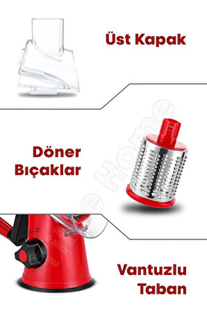 Tilbe Home Vegetable Grinder Eko Dilimleyici Kollu Rende Öğütücü 3 Çelik Bıçaklı Sebze Doğrayıcı Mutfak Robotu