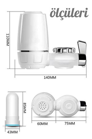 Water Uf Membran Filtreli Musluk Ucu Arıtıcı 7 Katmanlı Temizlenebilir Filtreli Su Arıtma Başlığı