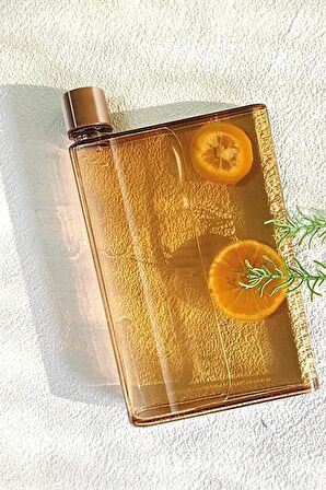 A5 Bottle Motivasyon Su Matarası Şeffaf Orange Notebook Taşınabilir Sporcu Suluk Su Şişesi 350ml