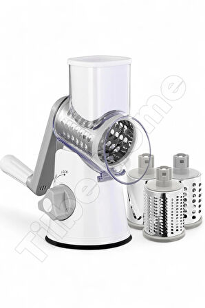 Tilbe Home Vegetable Grinder Eko Kollu Rende Öğütücü Dilimleyici 3 Çelik Bıçaklı Sebze Doğrayıcı Mutfak Robotu