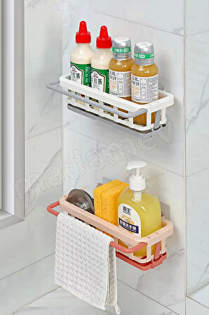 3lü Yapışkanlı Dolap İçi Düzenleyici Mutfak Banyo Lavabo Hazneli Organizer Bulaşıklık Sabunluk Seti