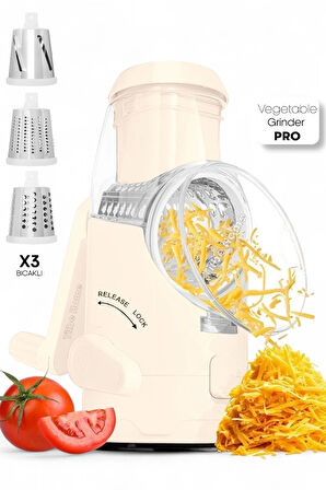 Tilbe Home Vegetable Grinder Pro Dilimleyici Kollu Rende Öğütücü 3 Çelik Bıçaklı Sebze Doğrayıcı Mutfak Robotu