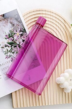 Bottle Motivasyon A5 Su Matarası Şeffaf Pruple Notebook Taşınabilir Sporcu Suluk Su Şişesi 350ml