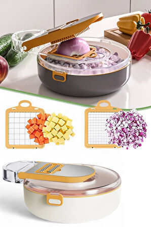 Tilbe Home Vegetable Cutter Pro Rende Sebze Doğrayıcı Dilimleyici Hazneli Soğan Küp Kesici Dicer Rende Seti