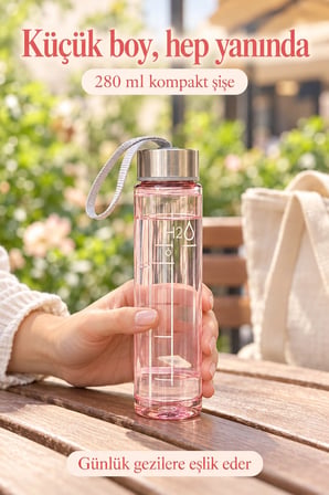 Madamev 3lü Motivasyonel Suluk Matara Seti 2000+750+280ml Pipetli Sticker Askılı Spor Okul Su Şişesi Pembe