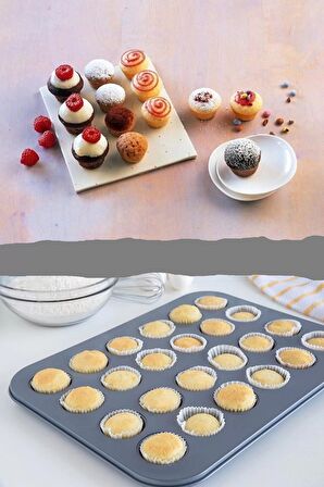 Muffin Kalıbı 24'lü Mini Cupcake Fırın Kapsülü Kek Browni Kekstra Kurabiye Kalıbı Muffin Baking Pan