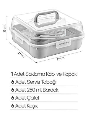 Tilbe Home 6 Kişilik Piknik Seti - Çantalı Piknik Seti 25 Parça Piknik Organizer Kamp Gray Piknik Seti