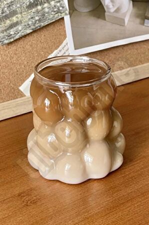 4lü Boncuk Bardak Pipetli Meşrubat Su Kahve Sunum Bardağı Isıya Dayanıklı Üzüm Tanesi Bardağı 350ml