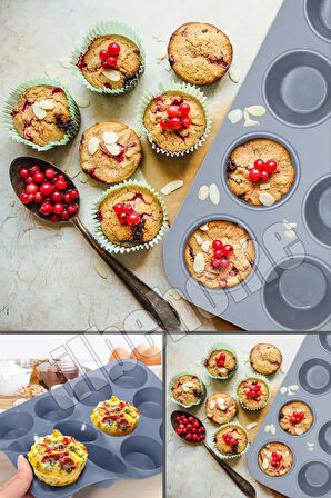 Tilbe Home 12'li Silikon Muffin Kalıbı Kurabiye Tatlı Cupcake Kek Kalıbı Yapışmaz Gıdaya Uygun Pişirme Kapsülü