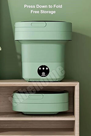 Tilbe Home Katlanır Mini Çamaşır Makinesi Yeşil Taşınabilir Retro Silikon Çorap İç Çamaşırı Yıkayıcı 10 lt