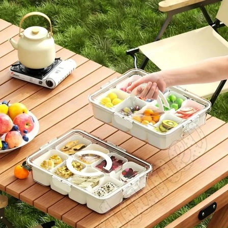 Tilbe Home 3lü Kilit Kapaklı 8 Bölmeli Taşınabilir Saklama Kabı Kahvaltılık Organizer Piknik Seti Gıda Kutusu