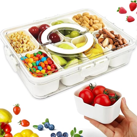Tilbe Home 3lü Kilit Kapaklı 8 Bölmeli Taşınabilir Saklama Kabı Kahvaltılık Organizer Piknik Seti Gıda Kutusu