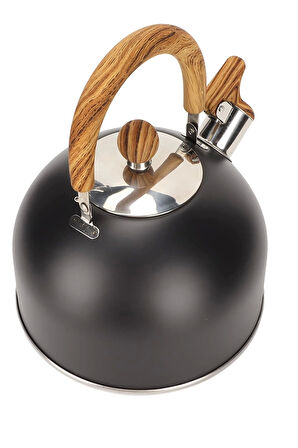 Tilbe Home 3 Litre Düdüklü Çaydanlık Ahşap İskandinav Su Isıtıcı Islık Çalan Çaydanlık Kettle Demlik Çay Potu