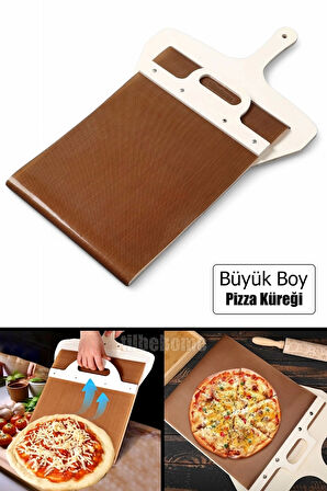 Tilbe Home Büyük Boy Sürgülü Pizza Küreği Kaydırılabilir Ahşap Pasta Ekmek Fırın Pide Küreği Yapışmaz Kürek
