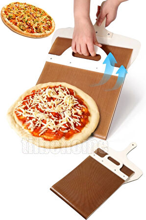Tilbe Home Büyük Boy Sürgülü Pizza Küreği Kaydırılabilir Ahşap Pasta Ekmek Fırın Pide Küreği Yapışmaz Kürek